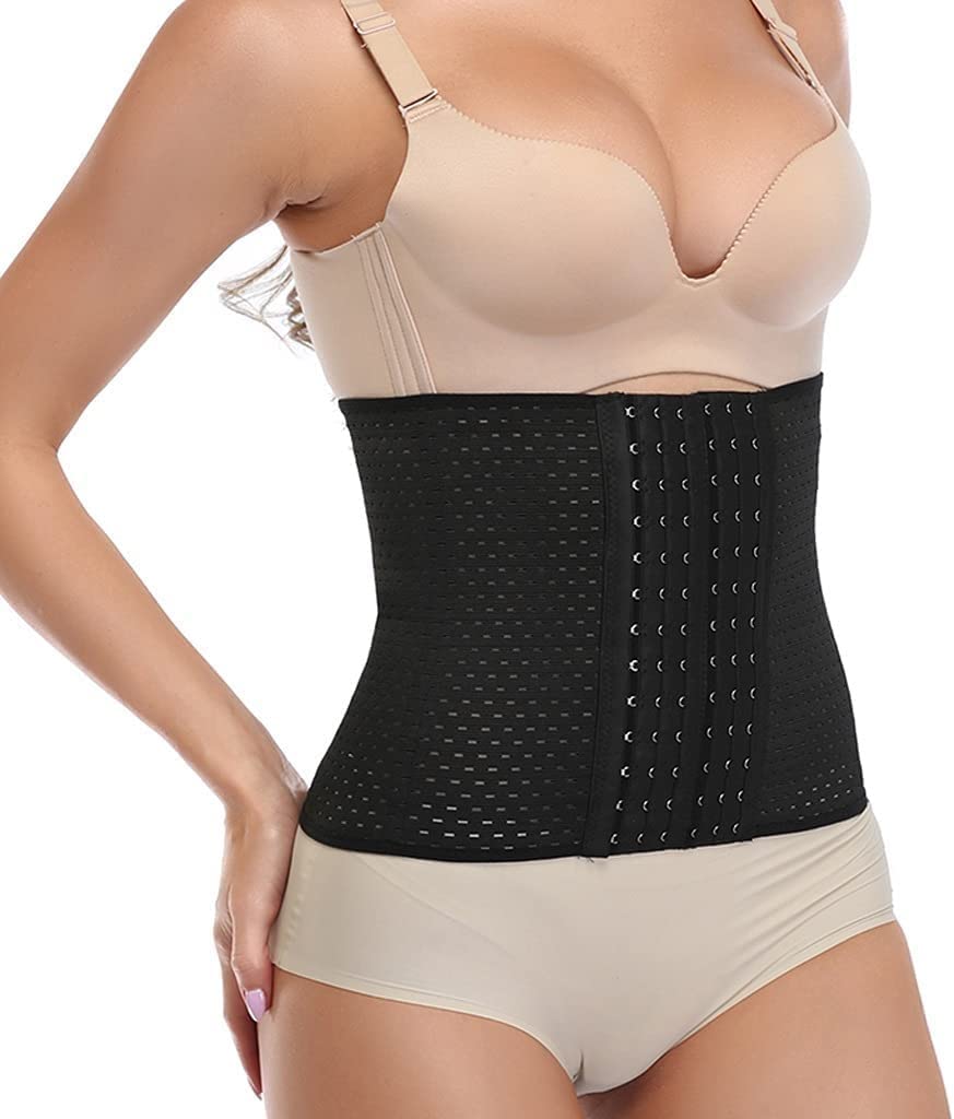 NEWCES Steel-Boned Waist Trainer in Black