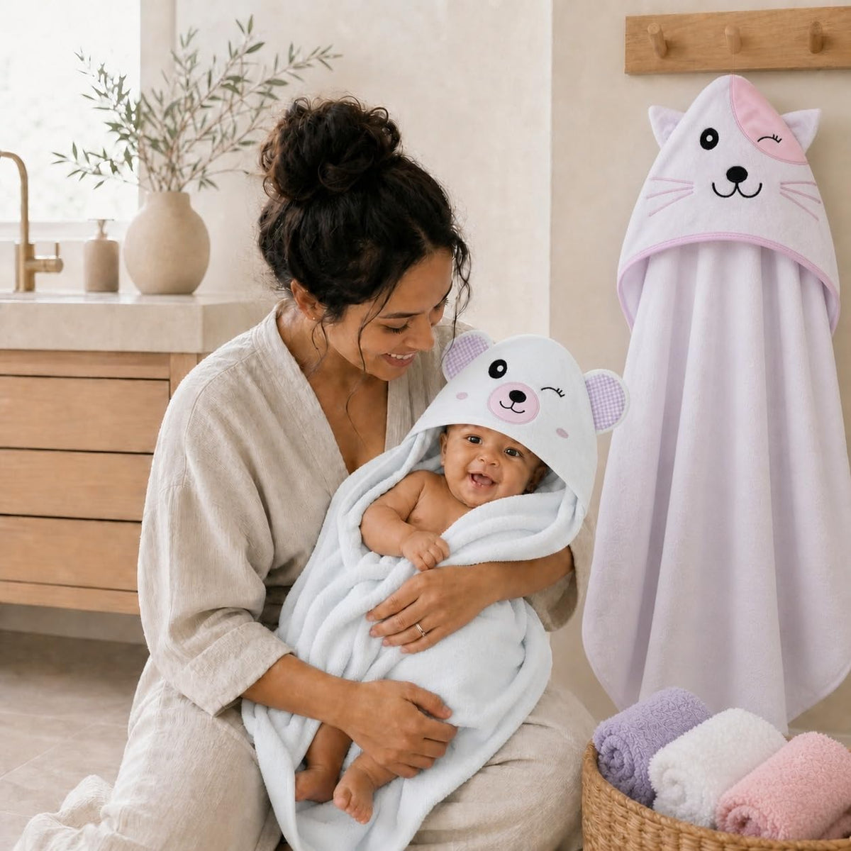 Cute Castle Hooded Towels and Washcloths Set