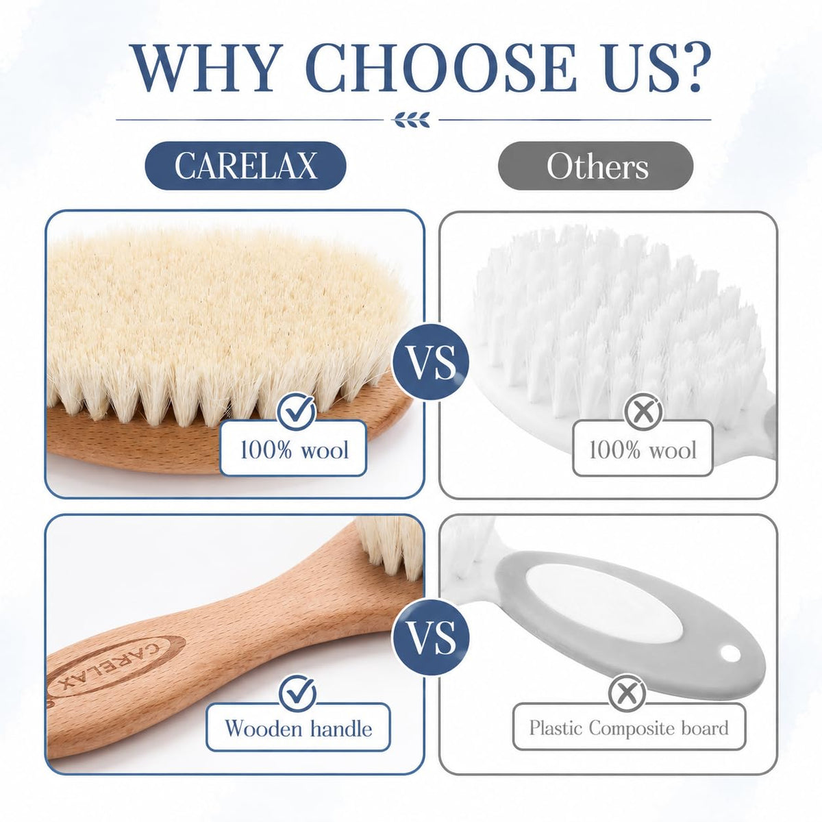 Natural Goat Hair Baby Brush and Comb Set