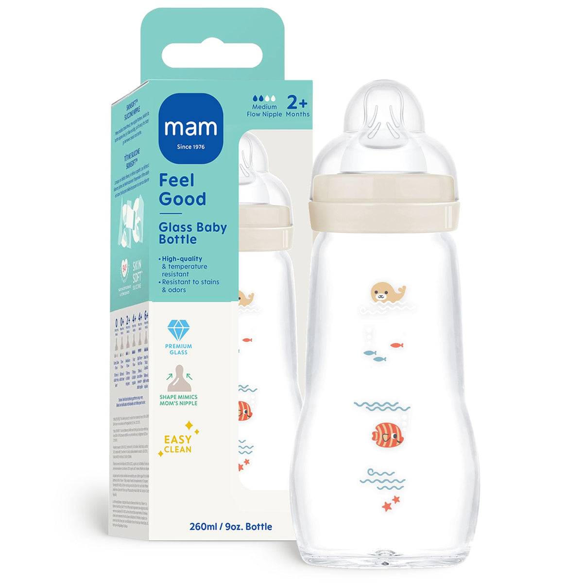 MAM Feel Good Glass Baby Bottles