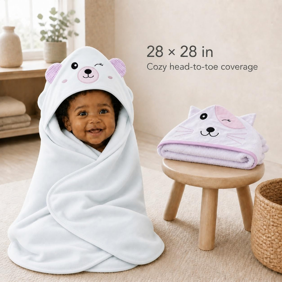 Cute Castle Hooded Towels and Washcloths Set