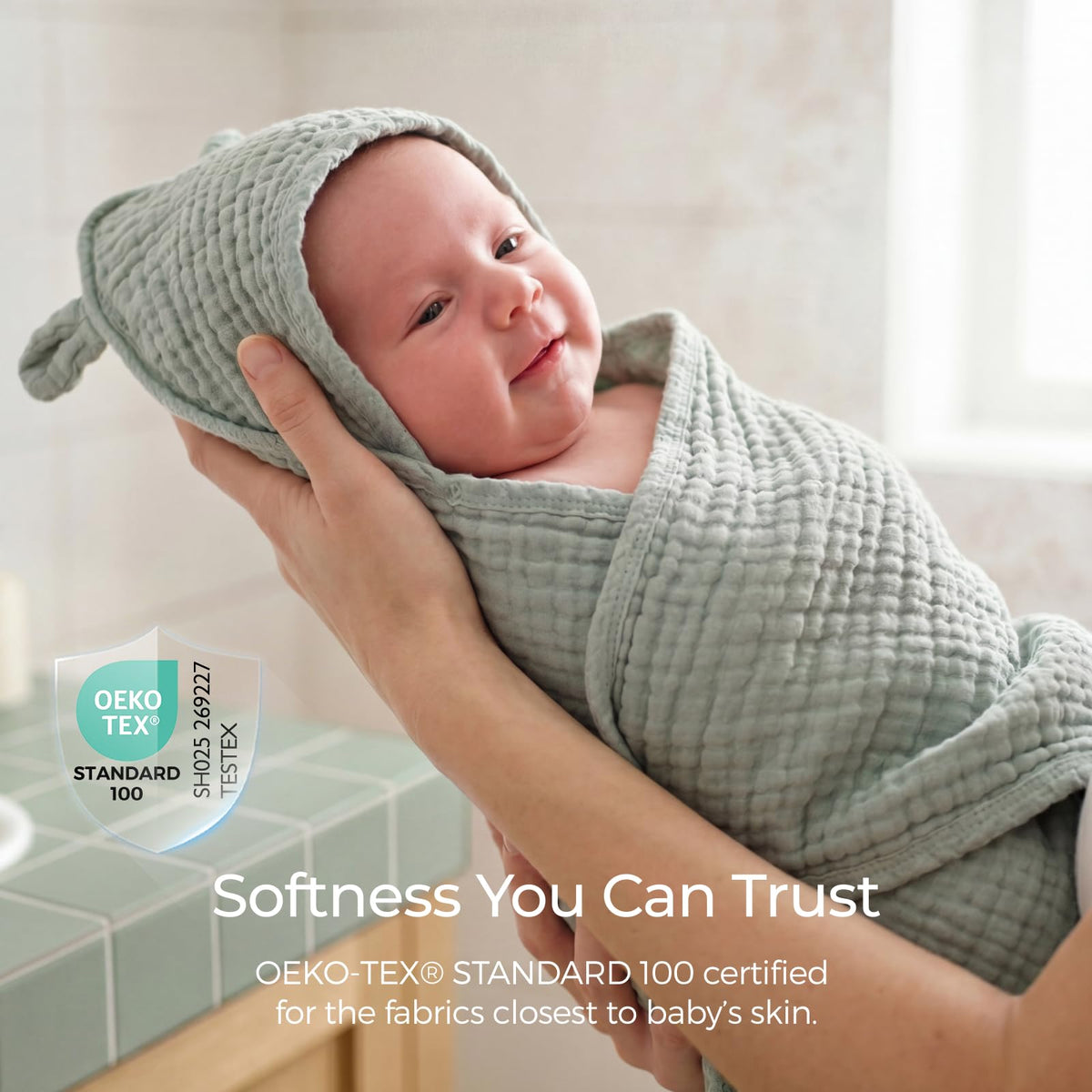 Momcozy Cotton Muslin Hooded Baby Towels