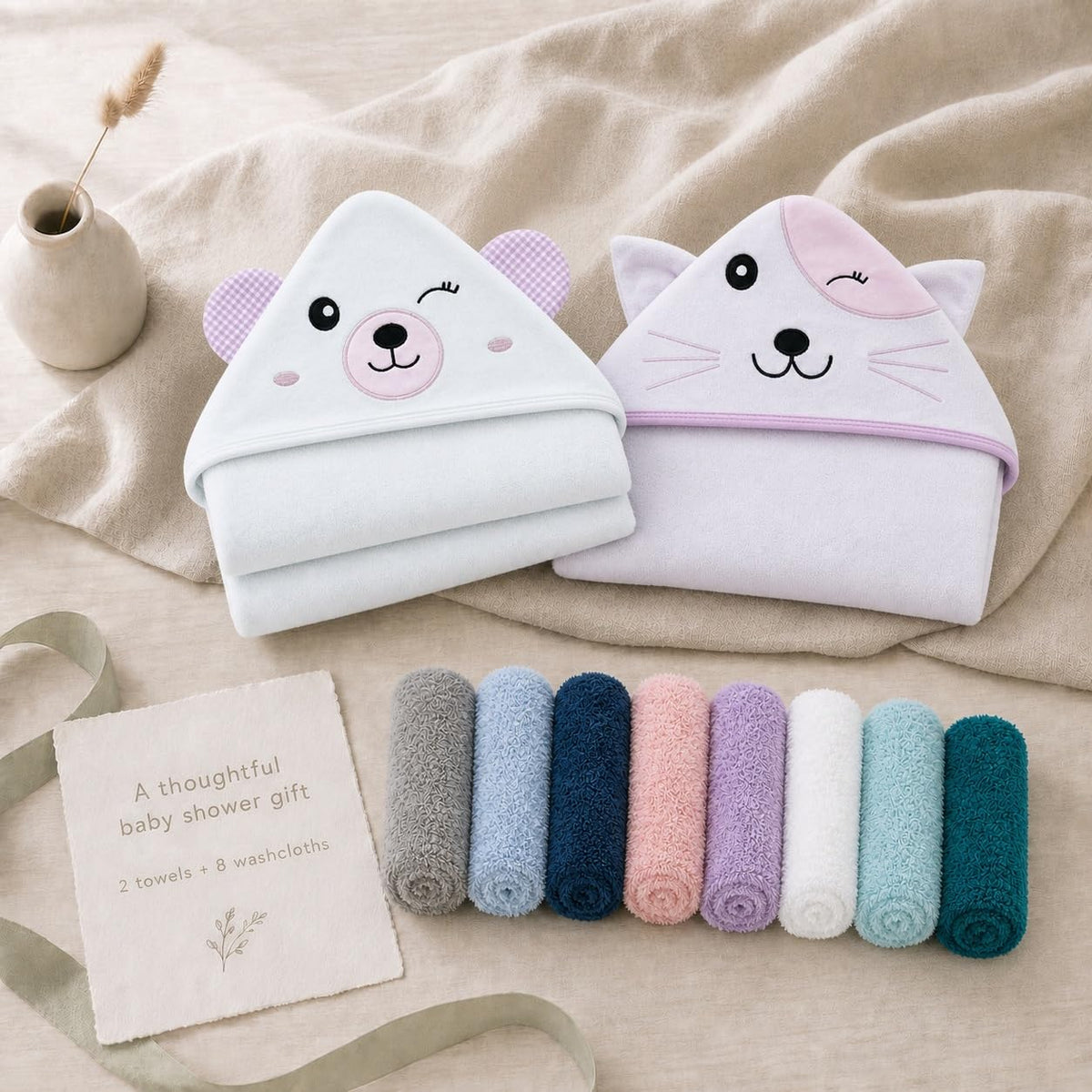 Cute Castle Hooded Towels and Washcloths Set