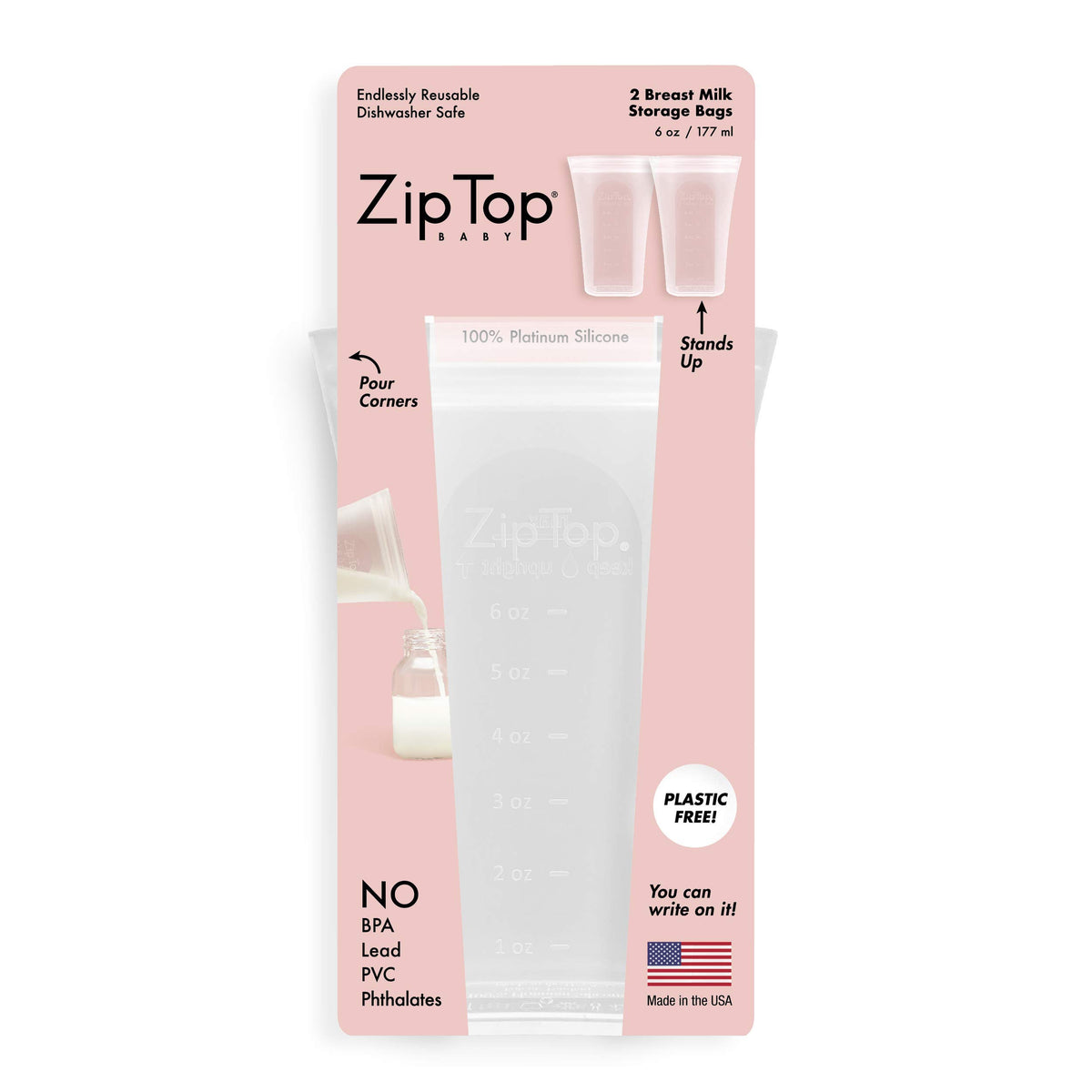 Zip Top Reusable Silicone Milk Storage Bags