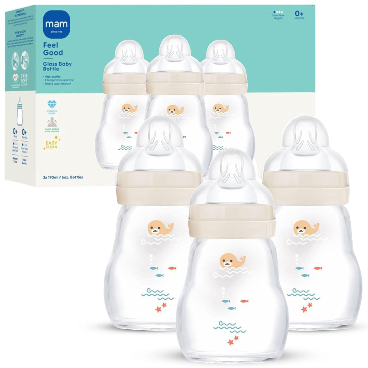 MAM Feel Good Glass Baby Bottles
