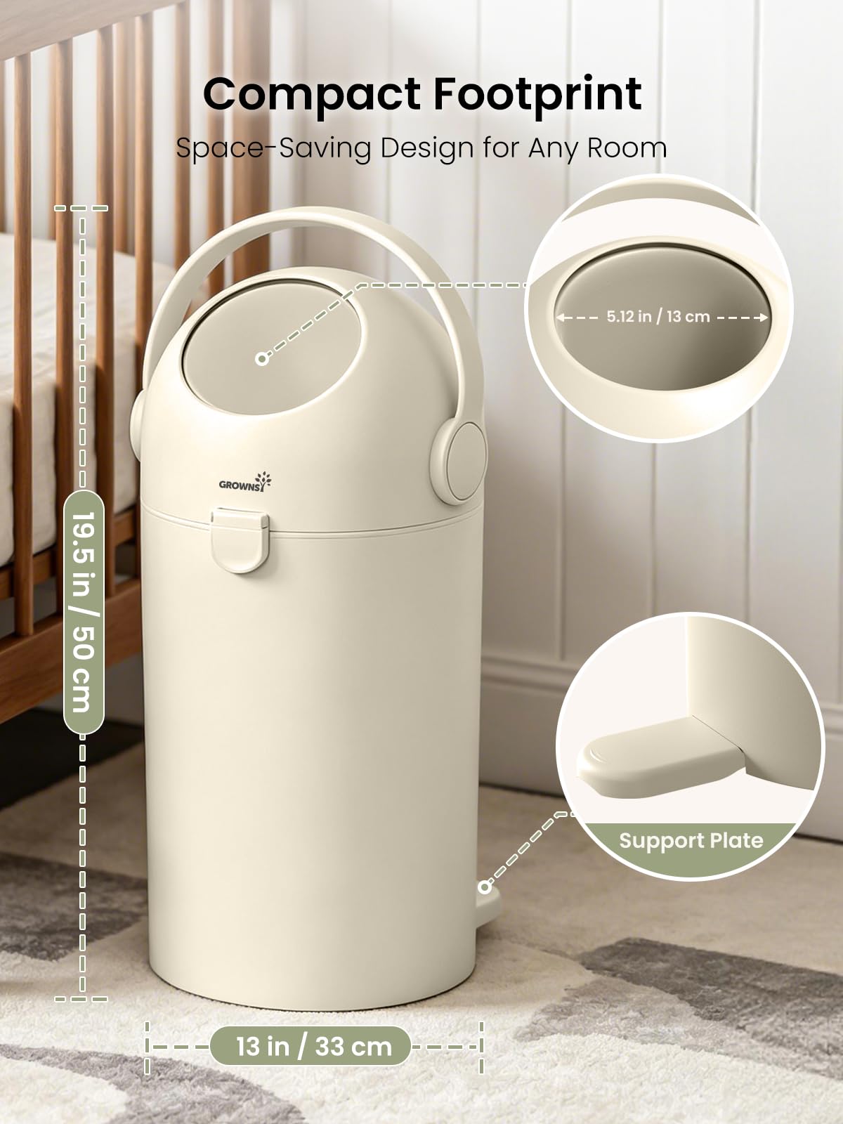 Grownsy Roll-Top Baby Diaper Pail