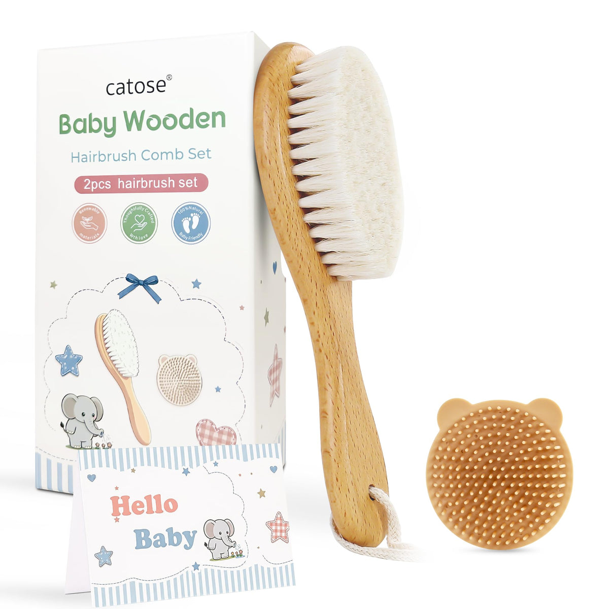 CATOSE 4-Piece Baby Brush and Comb Set