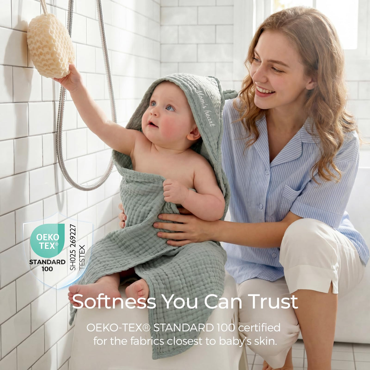 Momcozy Cotton Muslin Hooded Baby Towels