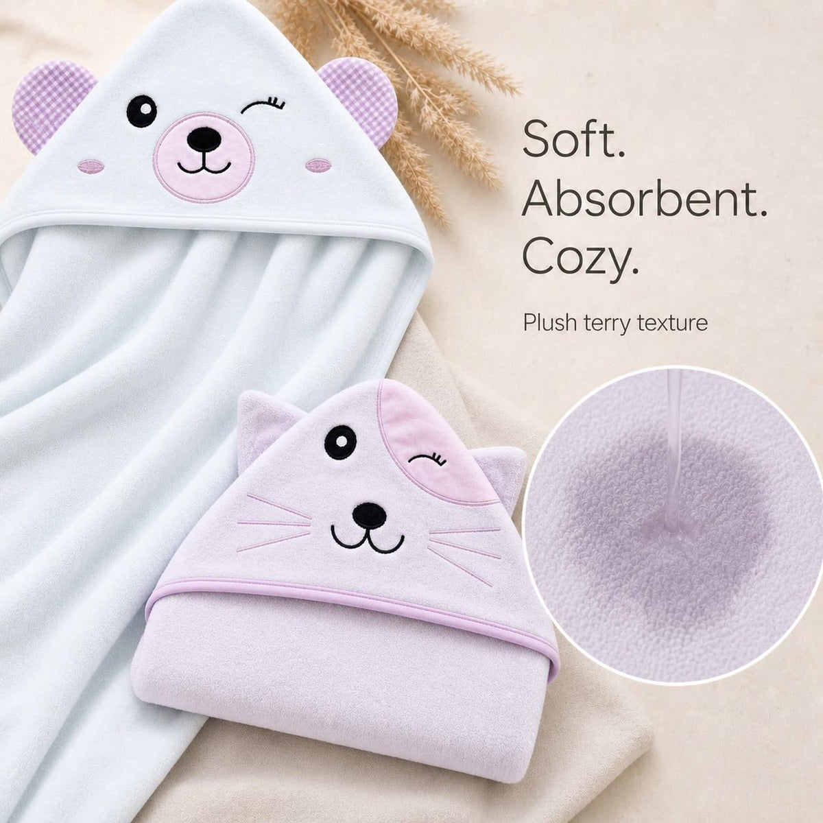 Cute Castle Hooded Towels and Washcloths Set