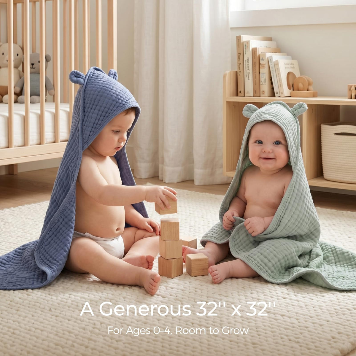 Momcozy Cotton Muslin Hooded Baby Towels