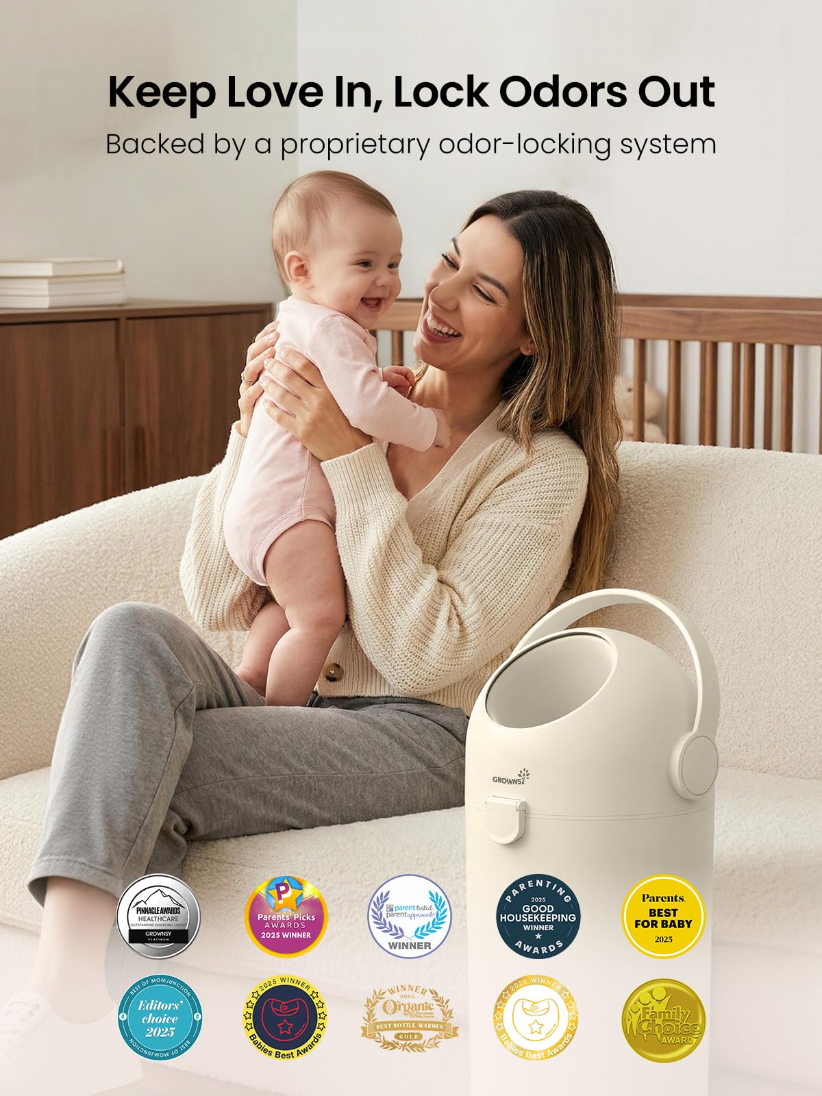 Grownsy Roll-Top Baby Diaper Pail