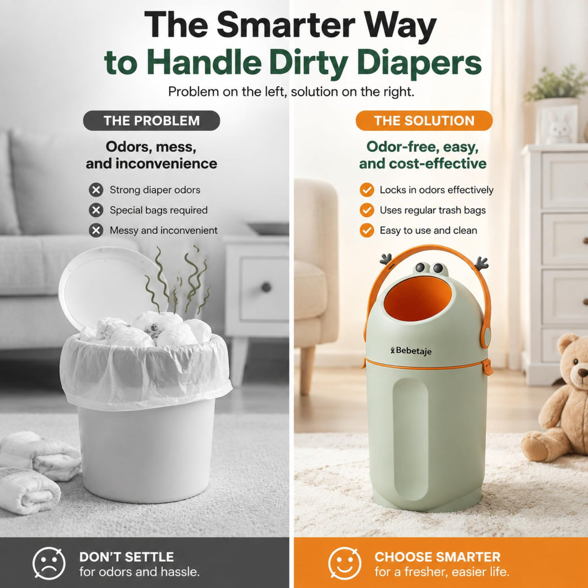 Bebetaje PBell Odor-Control Diaper Pail