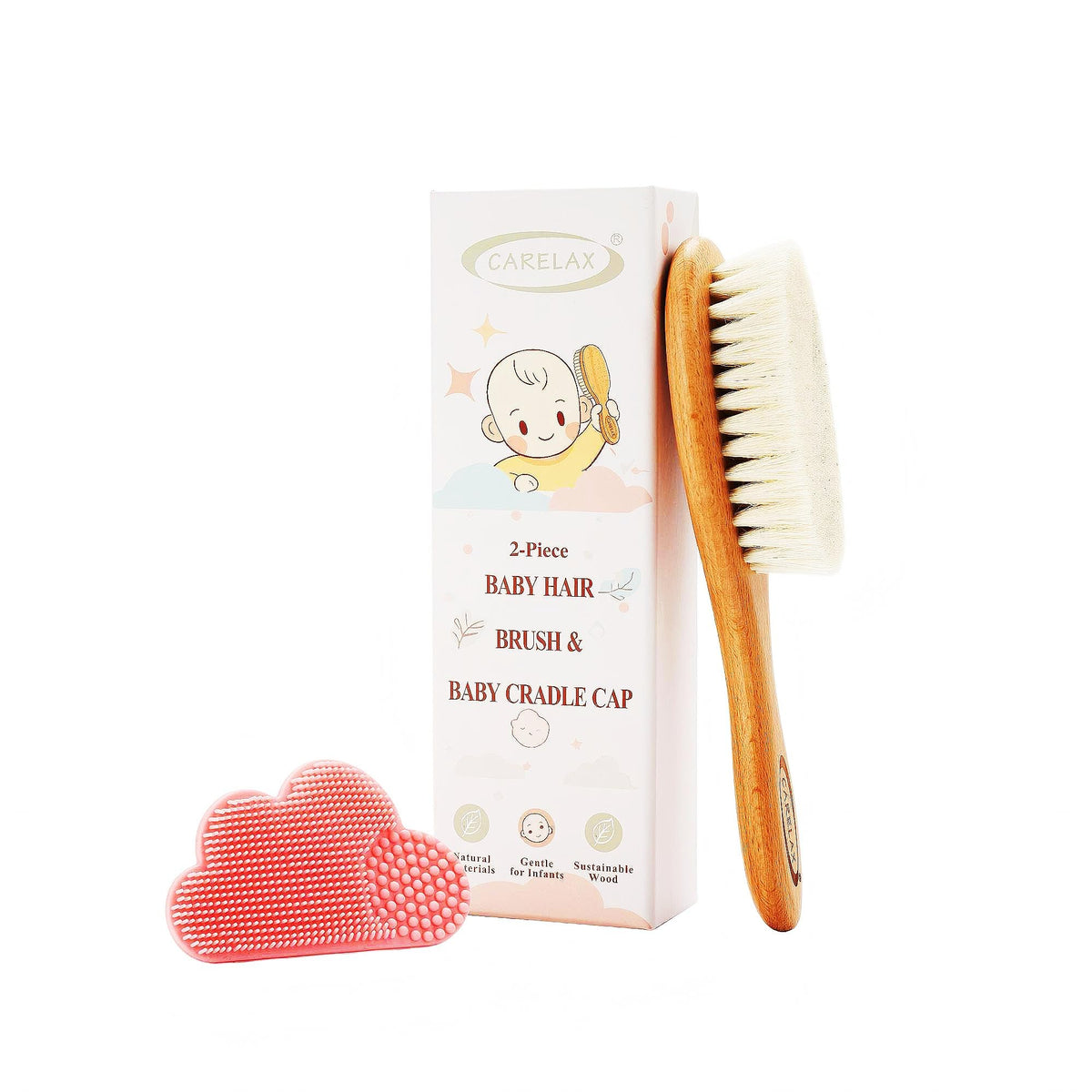 Natural Goat Hair Baby Brush and Comb Set