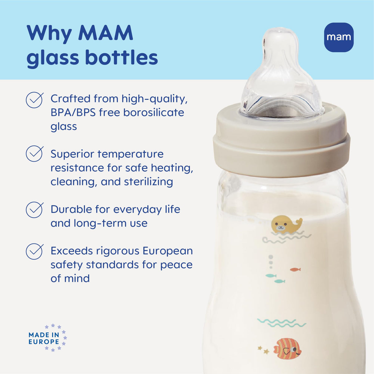 MAM Feel Good Glass Baby Bottles