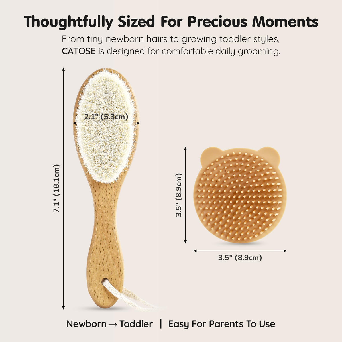 CATOSE 4-Piece Baby Brush and Comb Set