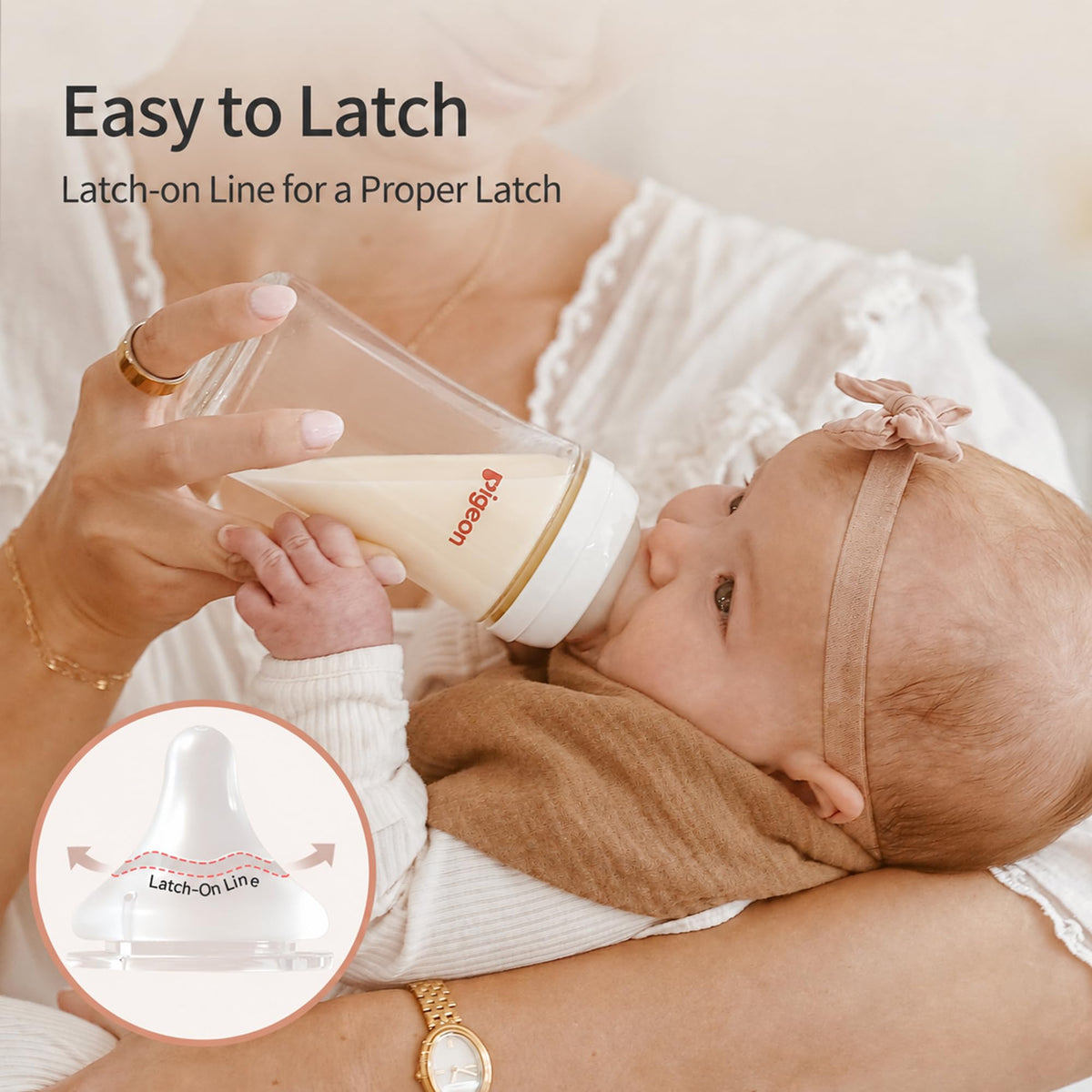 Pigeon Silicone Bottle Nipples with Latch Line