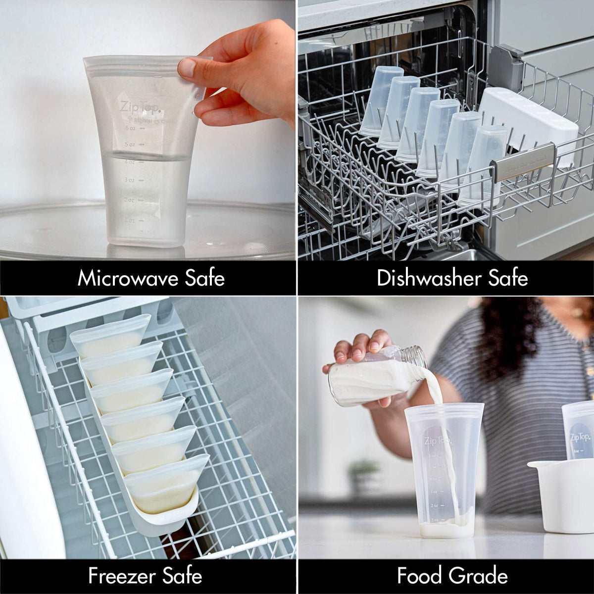Zip Top Reusable Silicone Milk Storage Bags