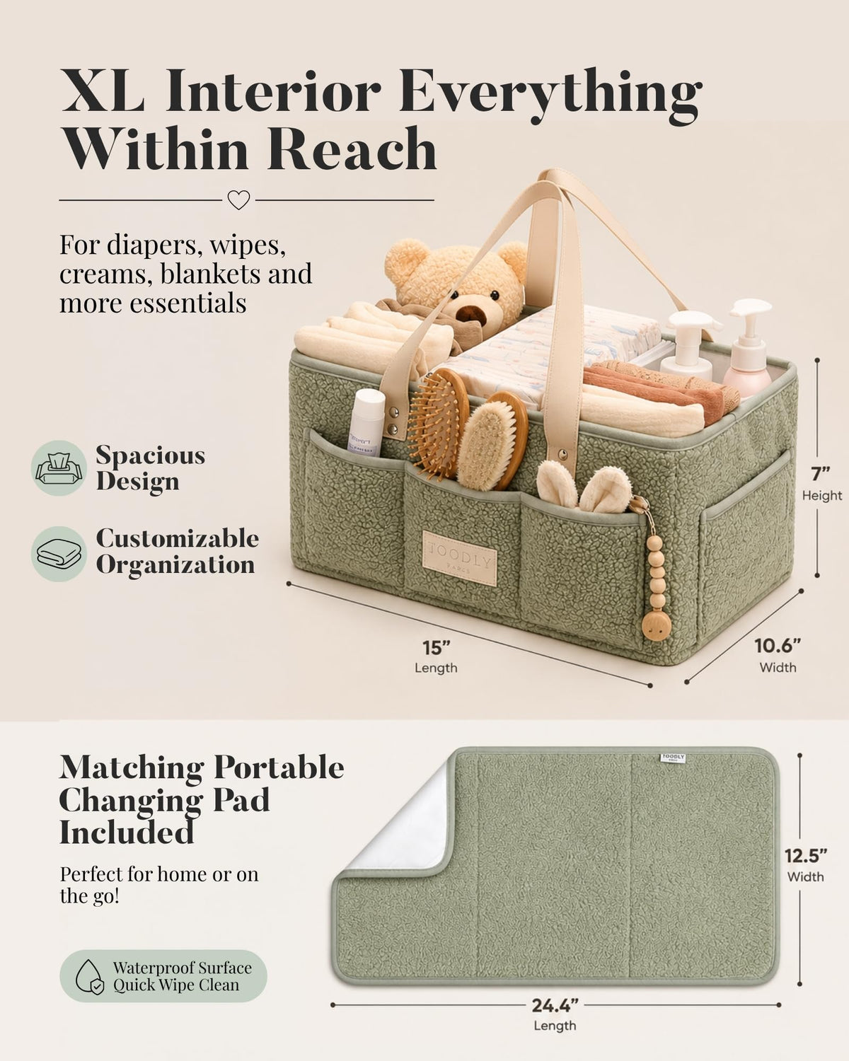 Toodly Diaper Caddy with Changing Pad